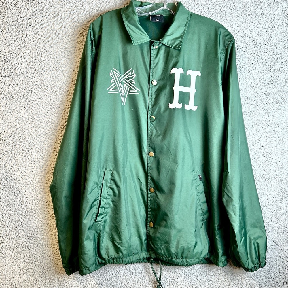 HUF x Thrasher Coach Jacket Green Men's Large Skateboarding Windbreaker